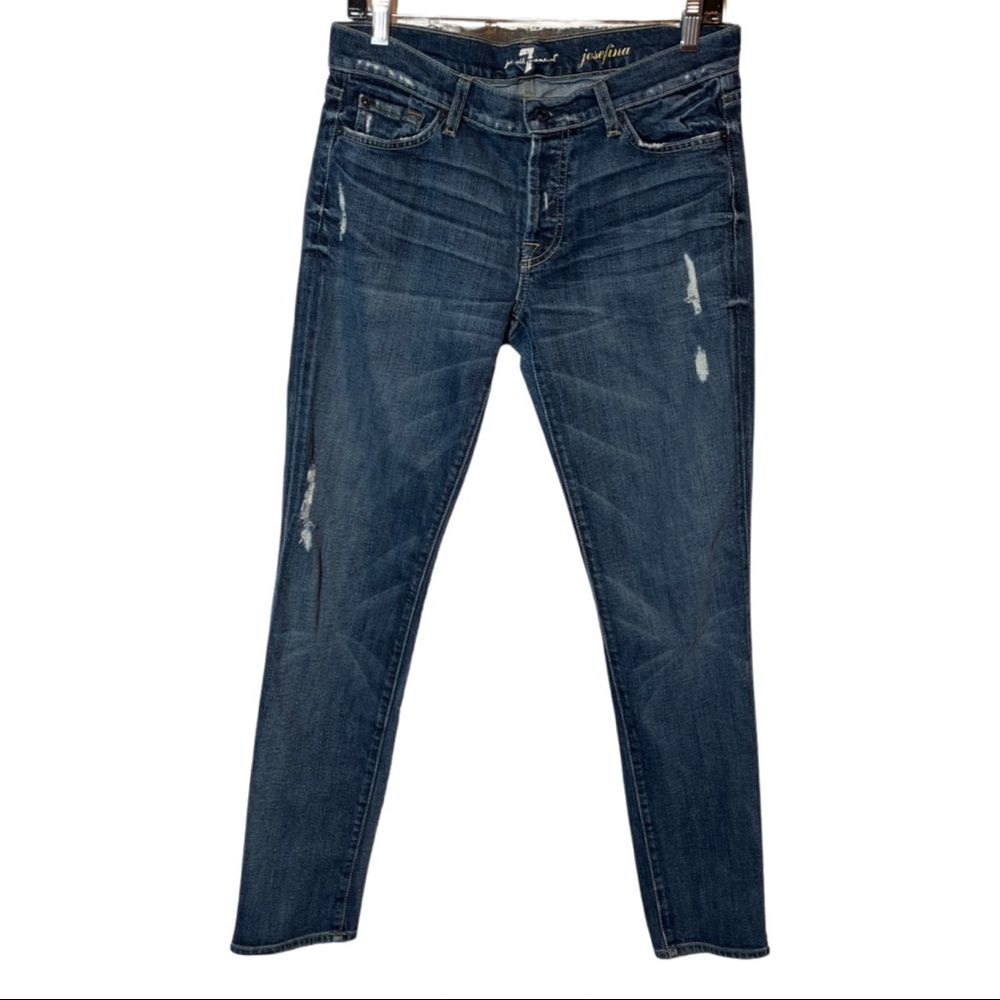 7 for all Mankind Josefina Boyfriend Skinny Slim Jeans size 28 distressed